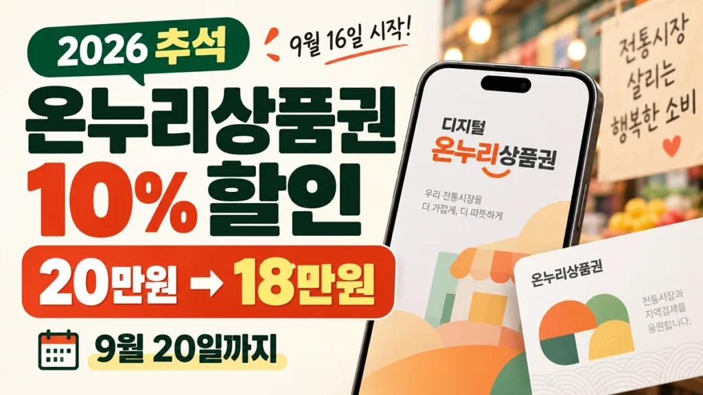 디지털 온누리상품권 10% 할인｜20만원을 18만원에 구매·9월 20일까지